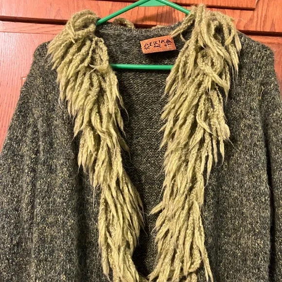 Green Long Cardigan Sweater - Picture 2 of 6